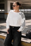 Kadın Kolu Baskı Detaylı Oversize Kısa Sweatshirt 265140 -