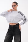 Kadın Kolu Baskı Detaylı Oversize Kısa Sweatshirt 265140 -