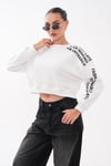Kadın Kolu Baskı Detaylı Oversize Kısa Sweatshirt 265140 -