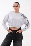 Kadın Kolu Baskı Detaylı Oversize Kısa Sweatshirt 265140 -