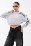 Kadın Kolu Baskı Detaylı Oversize Kısa Sweatshirt 265140 -