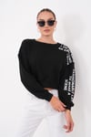 Kadın Kolu Baskı Detaylı Oversize Kısa Sweatshirt 265140 -