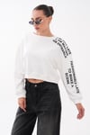 Kadın Kolu Baskı Detaylı Oversize Kısa Sweatshirt 265140 -