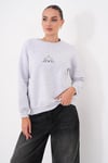 Kadın Köpek Nakışlı Şardonlu Üç İplik Sweatshirt 265134 -