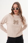 Kadın Kurdele Nakışlı Selanik Örme Sweatshirt 255060 -
