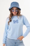 Kadın Kurdele Nakışlı Selanik Örme Sweatshirt 255060 -