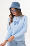 Kadın Kurdele Nakışlı Selanik Örme Sweatshirt 255060 -