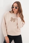 Kadın Kurdele Nakışlı Selanik Örme Sweatshirt 255060 -
