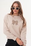 Kadın Kurdele Nakışlı Selanik Örme Sweatshirt 255060 -