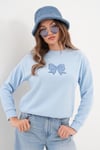 Kadın Kurdele Nakışlı Selanik Örme Sweatshirt 255060 -
