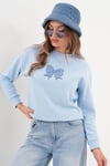 Kadın Kurdele Nakışlı Selanik Örme Sweatshirt 255060 -