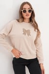 Kadın Kurdele Nakışlı Selanik Örme Sweatshirt 255060 -