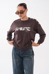 Kadın Leopar Baskılı Omzu Düğme Detaylı Sweatshirt 265116 -