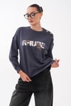 Kadın Leopar Baskılı Omzu Düğme Detaylı Sweatshirt 265116 -
