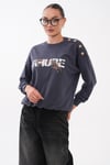 Kadın Leopar Baskılı Omzu Düğme Detaylı Sweatshirt 265116 -