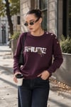 Kadın Leopar Baskılı Omzu Düğme Detaylı Sweatshirt 265116 -