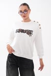 Kadın Leopar Baskılı Omzu Düğme Detaylı Sweatshirt 265116 -