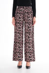 Kadın Leopar Desenli Beli Lastikli Bol Paça Pantolon 245373 -