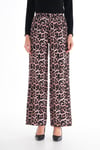 Kadın Leopar Desenli Beli Lastikli Bol Paça Pantolon 245373 -