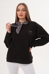 Kadın Leopar Nakışlı Fularlı Üç İplik Sweatshirt 255445 -