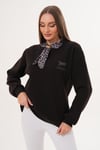 Kadın Leopar Nakışlı Fularlı Üç İplik Sweatshirt 255445 -