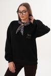 Kadın Leopar Nakışlı Fularlı Üç İplik Sweatshirt 255445 -