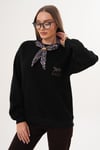 Kadın Leopar Nakışlı Fularlı Üç İplik Sweatshirt 255445 -