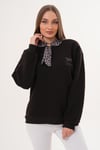 Kadın Leopar Nakışlı Fularlı Üç İplik Sweatshirt 255445 -