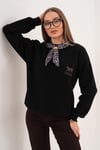 Kadın Leopar Nakışlı Fularlı Üç İplik Sweatshirt 255445 -