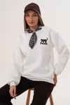 Kadın Leopar Nakışlı Fularlı Üç İplik Sweatshirt 255445 -