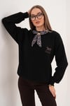 Kadın Leopar Nakışlı Fularlı Üç İplik Sweatshirt 255445 -