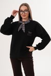 Kadın Leopar Nakışlı Fularlı Üç İplik Sweatshirt 255445 -