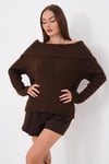 Kadın Madonna Yaka Triko Örme Kazak 265013 -
