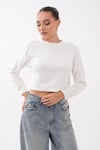 Kadın Moda Bisiklet Yaka Kısa Sweatshirt 265138 -