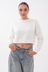 Kadın Moda Bisiklet Yaka Kısa Sweatshirt 265138 -