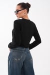 Kadın Moda Bisiklet Yaka Kısa Sweatshirt 265138 -