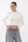 Kadın Moda Bisiklet Yaka Kısa Sweatshirt 265138 -