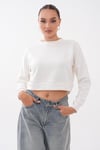 Kadın Moda Bisiklet Yaka Kısa Sweatshirt 265138 -