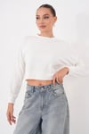 Kadın Moda Bisiklet Yaka Kısa Sweatshirt 265138 -