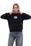 Kadın Nazar Boncuğu Nakışlı Üç İplik Sweatshirt 245310 -