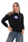 Kadın Nazar Boncuğu Nakışlı Üç İplik Sweatshirt 245310 -