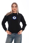 Kadın Nazar Boncuğu Nakışlı Üç İplik Sweatshirt 245310 -