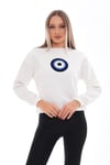Kadın Nazar Boncuğu Nakışlı Üç İplik Sweatshirt 245310 -