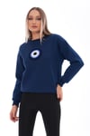 Kadın Nazar Boncuğu Nakışlı Üç İplik Sweatshirt 245310 -