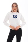 Kadın Nazar Boncuğu Nakışlı Üç İplik Sweatshirt 245310 -