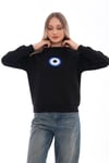 Kadın Nazar Boncuğu Nakışlı Üç İplik Sweatshirt 245310 -
