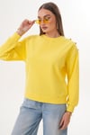 Kadın Omzu Düğme Detaylı Selanik Örme Sweatshirt 255226 -