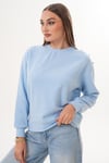 Kadın Omzu Düğme Detaylı Selanik Örme Sweatshirt 255226 -
