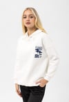 Kadın Ön Arka Baskı Detaylı Kapüşonlu Oversize Üç İplik Sweatshirt