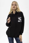 Kadın Ön Arka Baskı Detaylı Kapüşonlu Oversize Üç İplik Sweatshirt